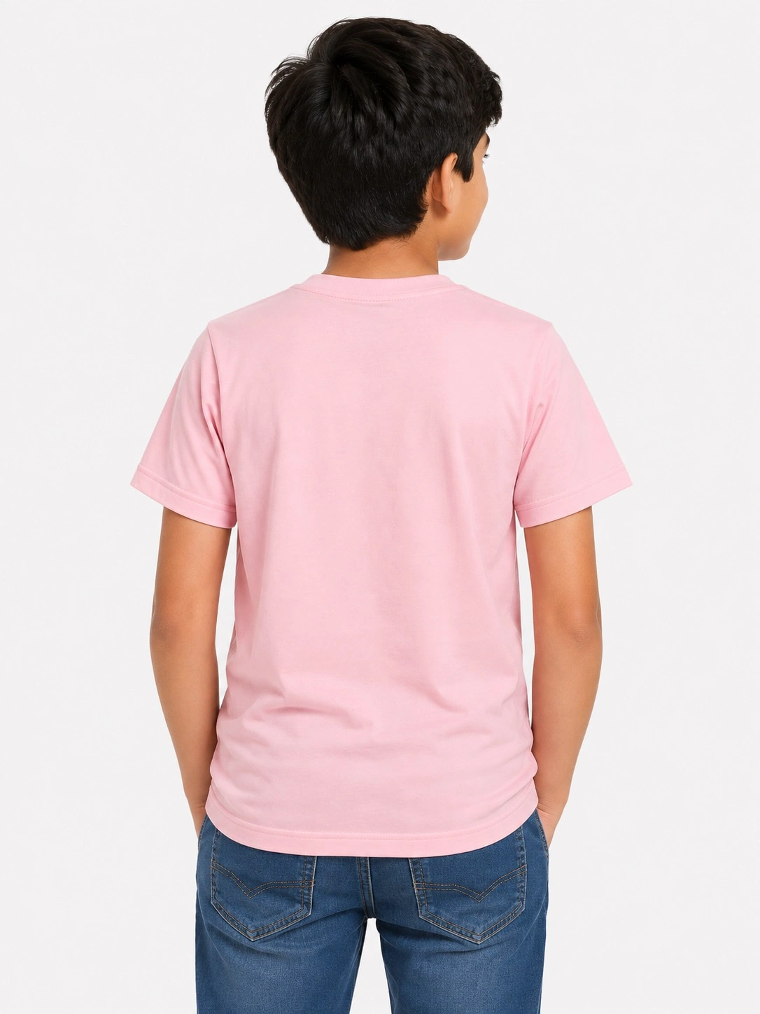 Baby Pink Kids Dad And Me Round Neck Premium Printed T Shirt