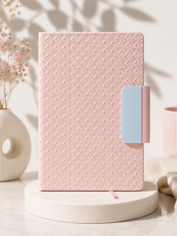 Baby Pink Premium Textured Magnetic Closure Diary
