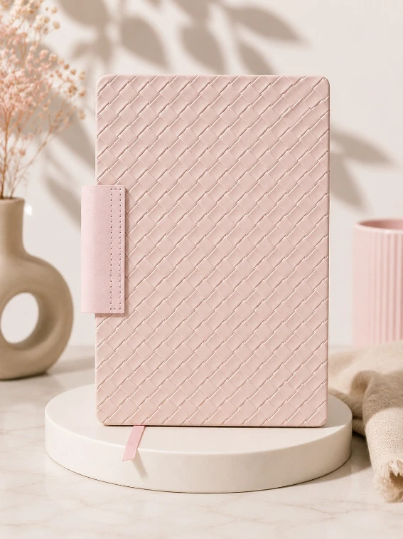 Baby Pink Premium Textured Magnetic Closure Diary