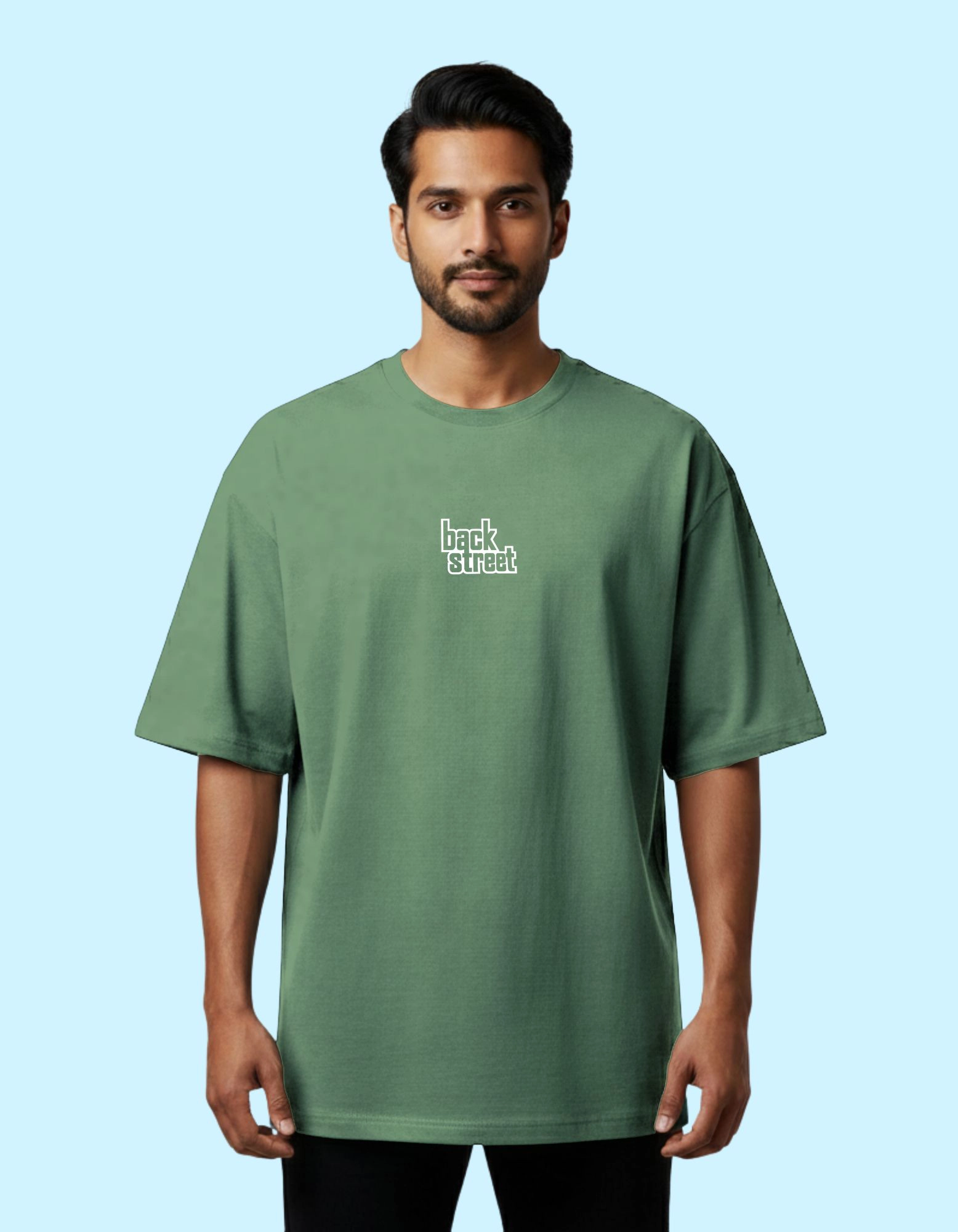 Back Street Gamers Oversized French Terry Cotton T-Shirt 240 GSM D Green