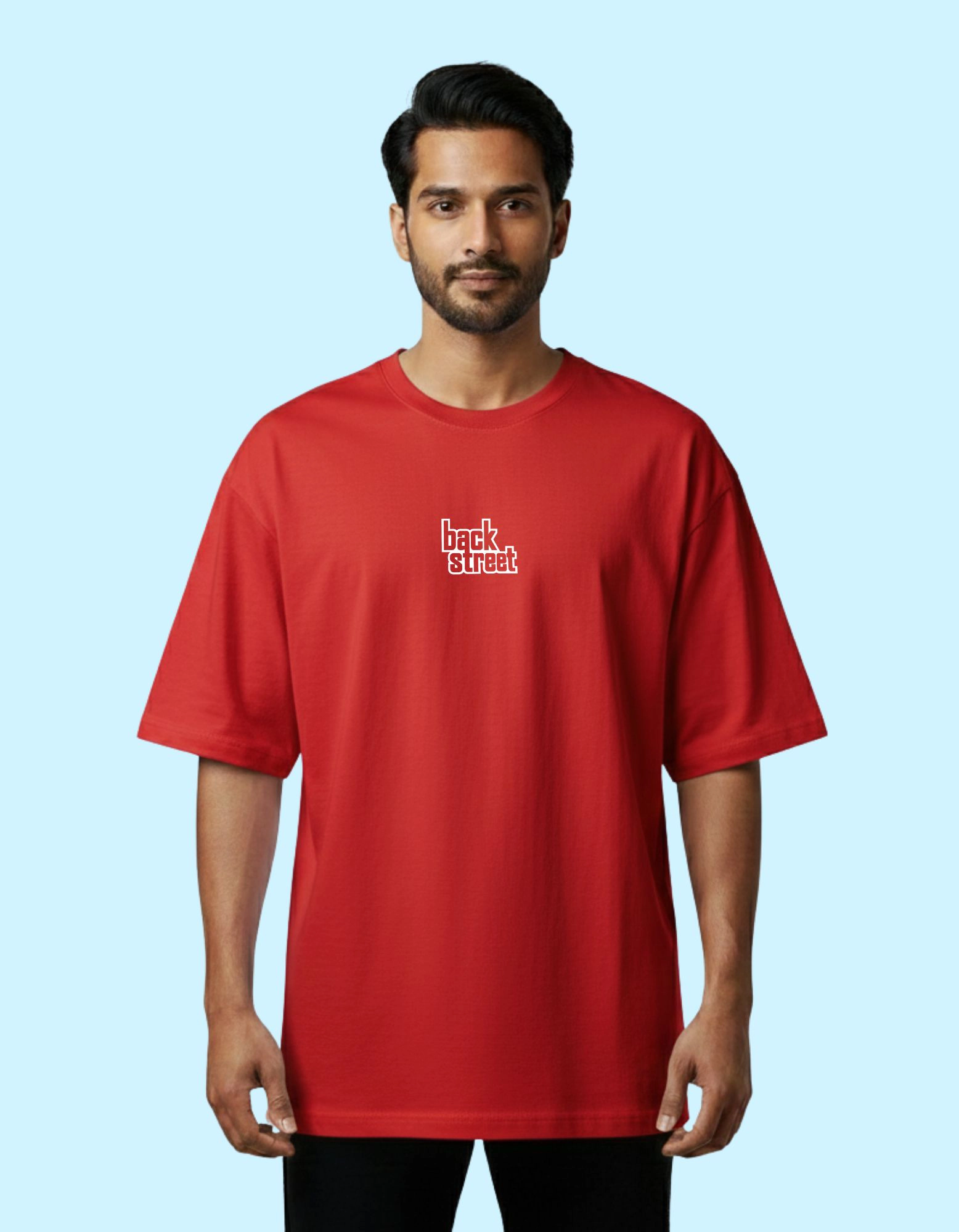 Back Street Gamers Oversized French Terry Cotton T-Shirt 240 GSM Red