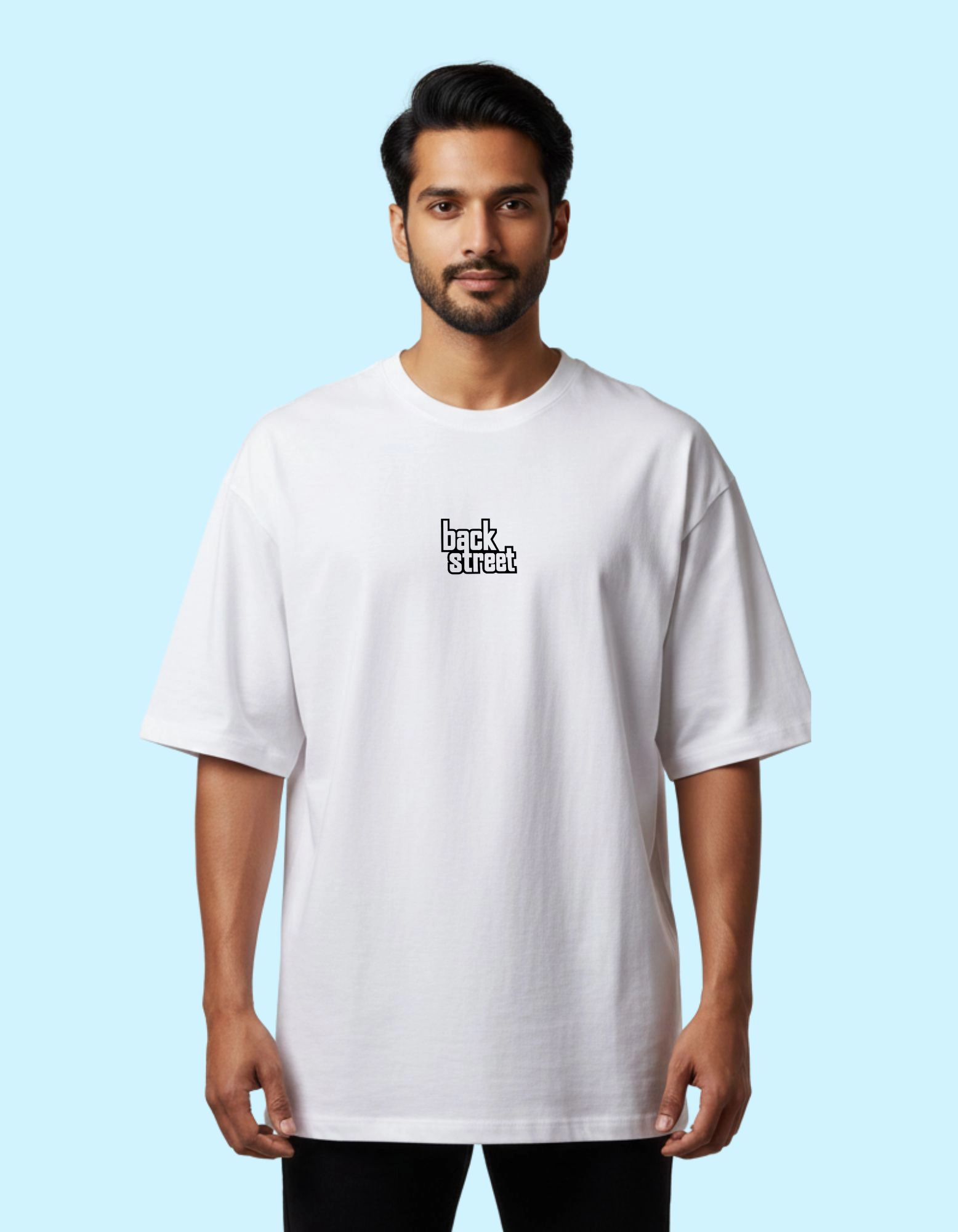 Back Street Gamers Oversized French Terry Cotton T-Shirt 240 GSM White