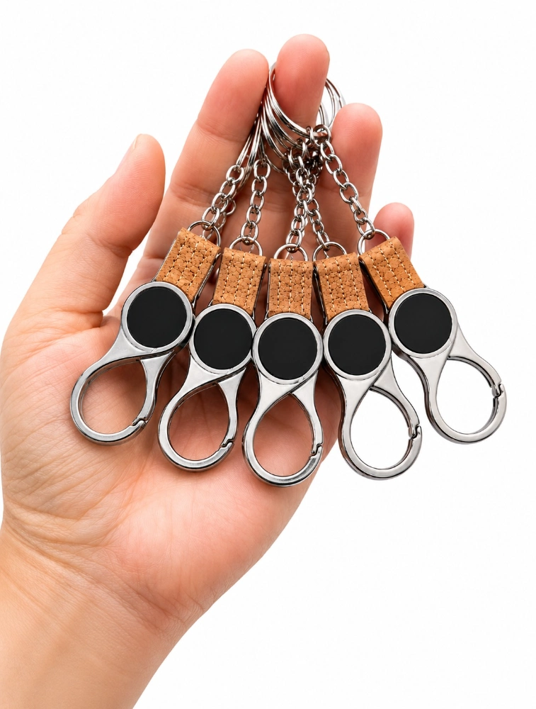 Bamboo Black Circle Stone Pattern Premium Key chain Pack of 5