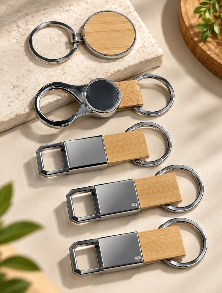 Bamboo Flip Stone Pattern Premium Key chain Pack of 5