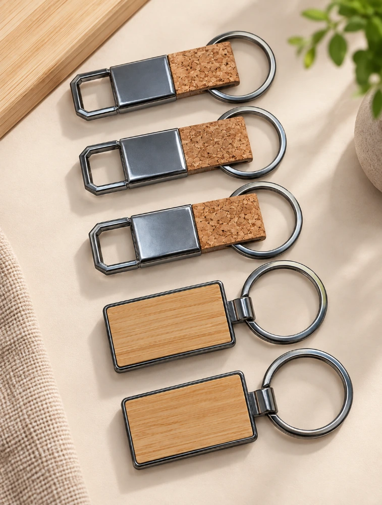 Bamboo Flip Stone Pattern Premium Key chain Pack of 5