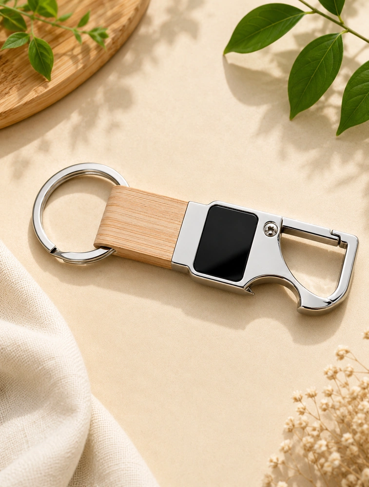 Bamboo Opener Premium Keychain