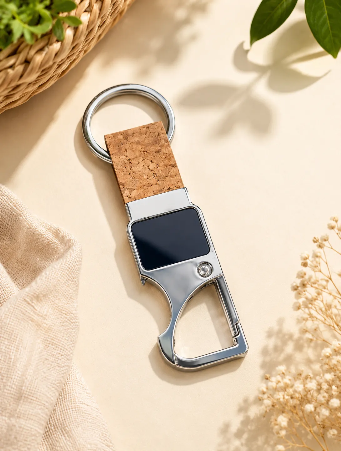 Bamboo Opener Stone Pattern Premium Keychain
