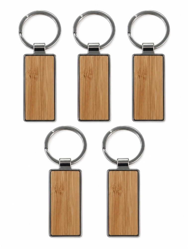 Bamboo Rectangular Premium Key chain Pack of 5
