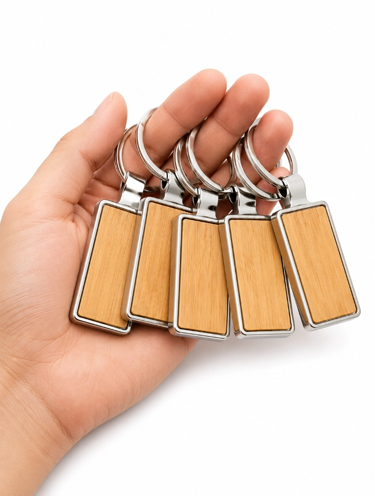 Bamboo Square Premium Keychain Pack of 5