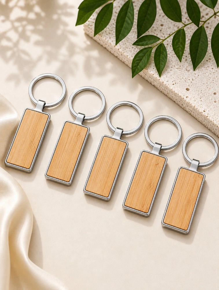 Bamboo Square Premium Keychain Pack of 5