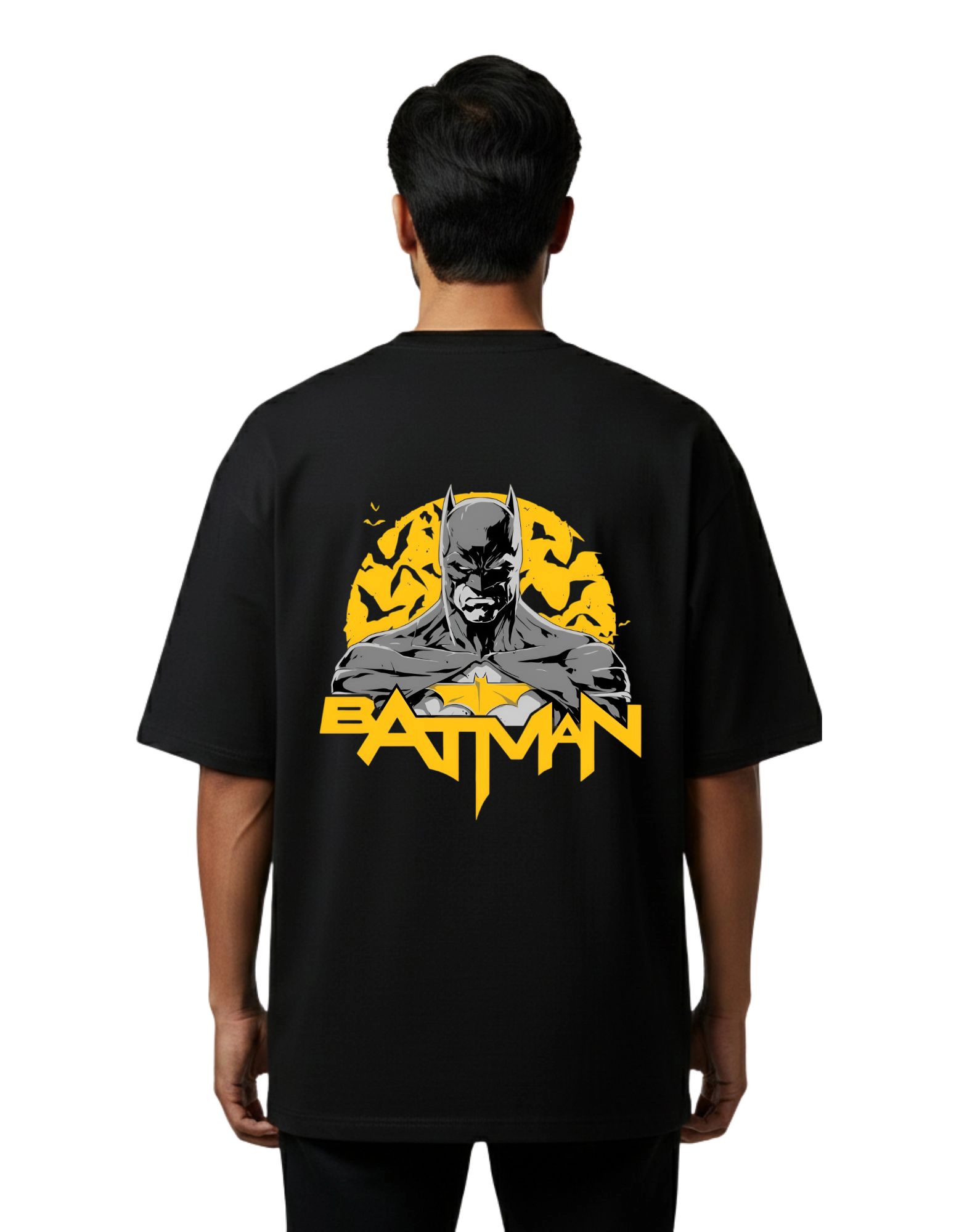 Batman Oversized French Terry Cotton 240 GSM T-Shirt Black