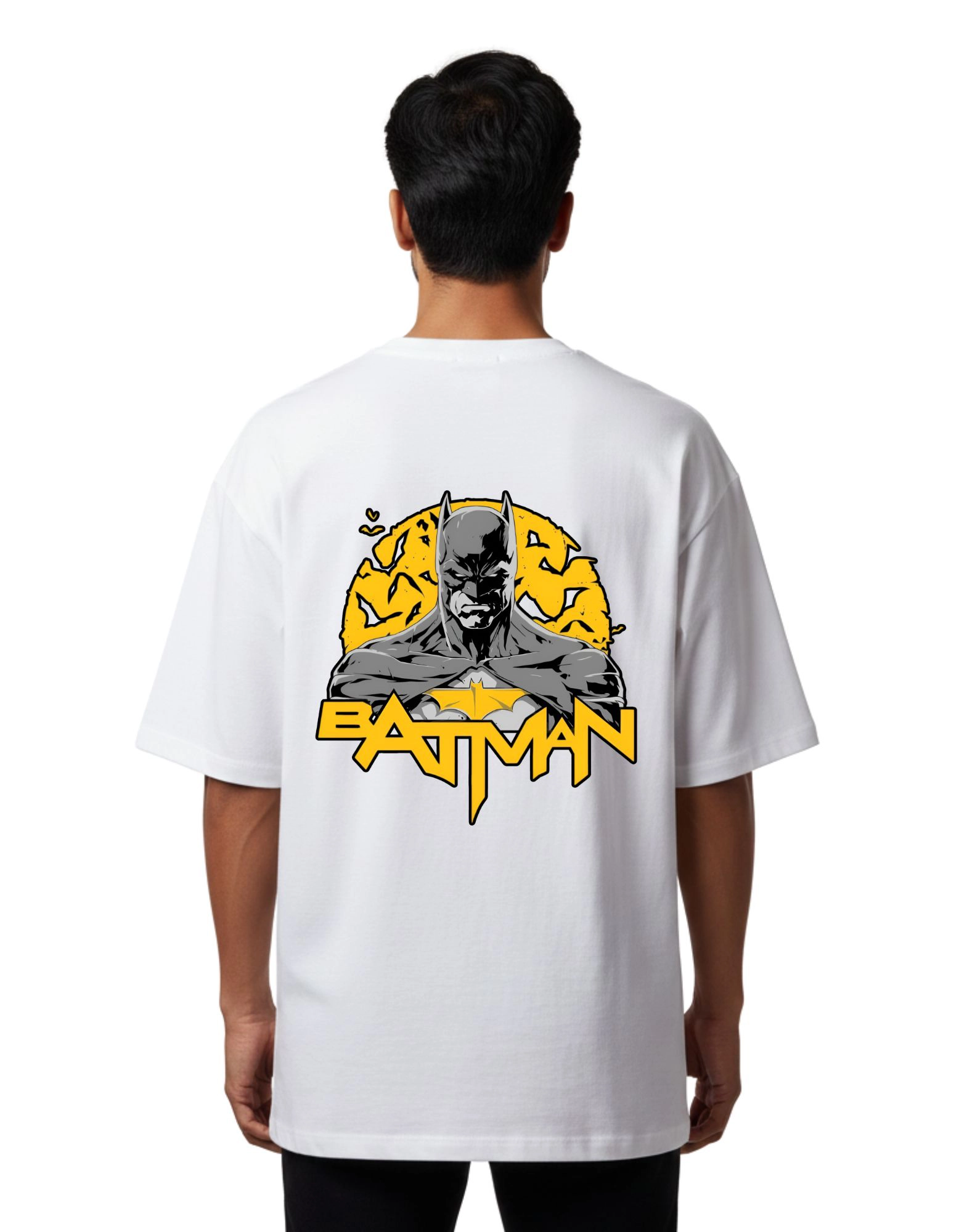 Batman Oversized French Terry Cotton 240 GSM T-Shirt White