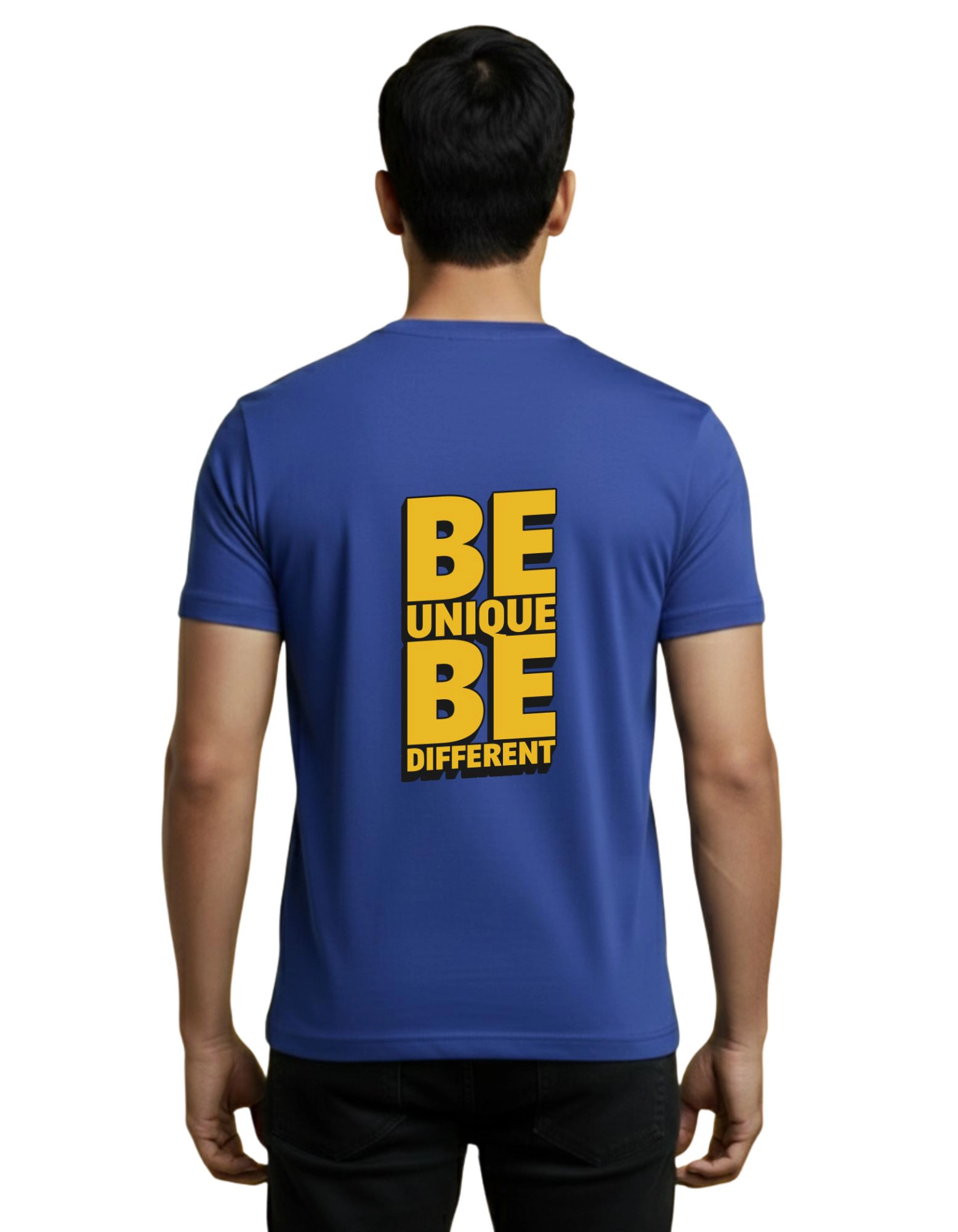 Be Unique Be Different Typography cotton 180 GSM T-Shirt Royal Blue