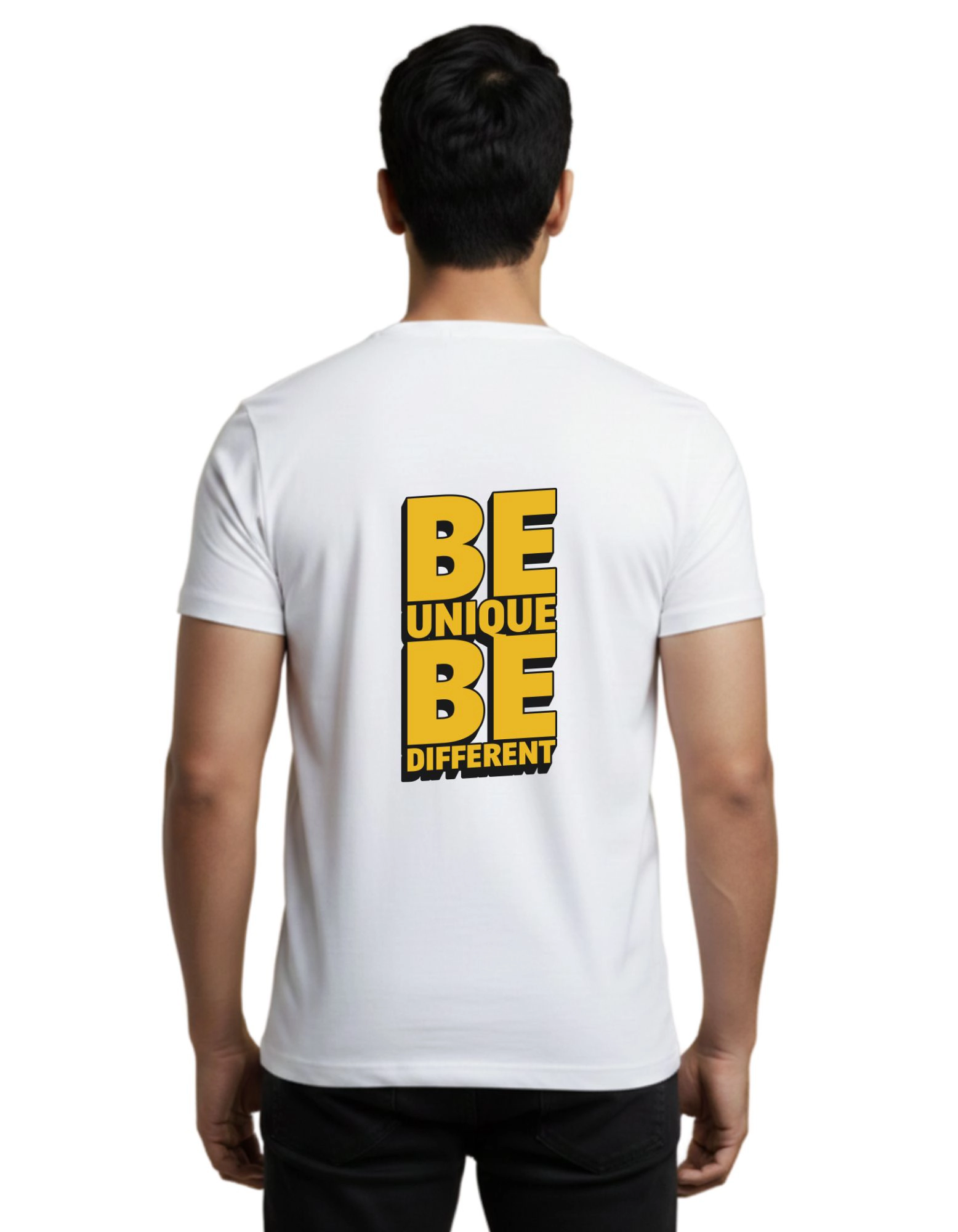 Be Unique Be Different Typography cotton 180 GSM T-Shirt White