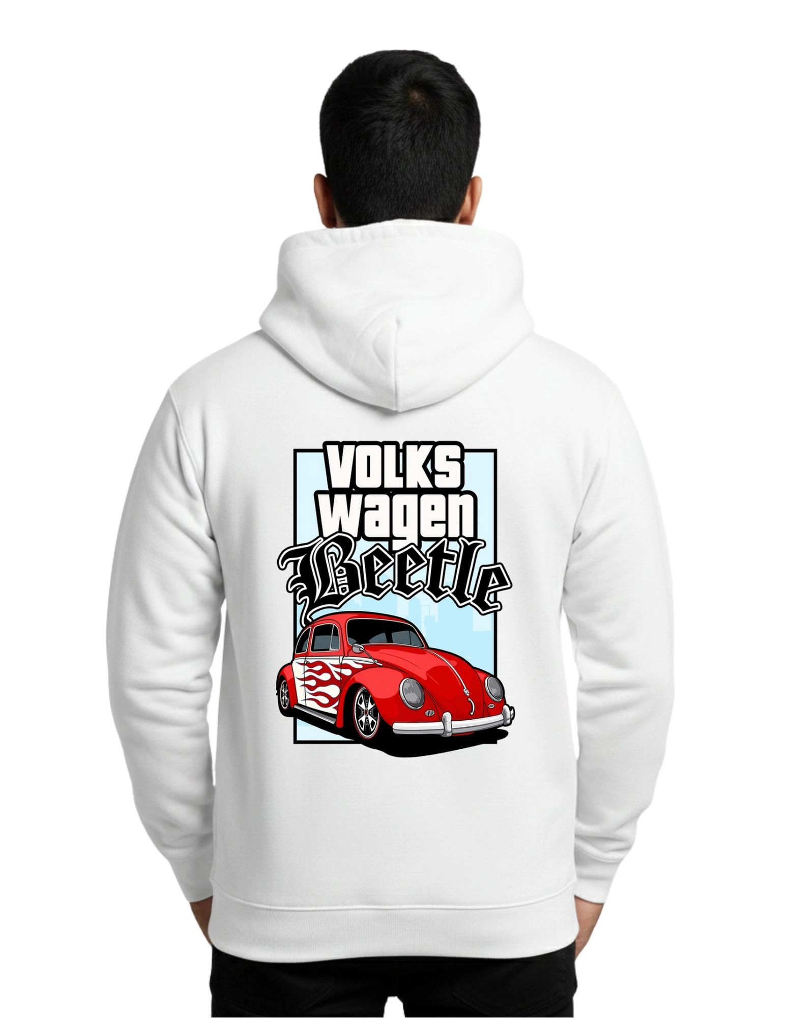 Beetle Cotton Hoodie Without Zipper 300 GSM White