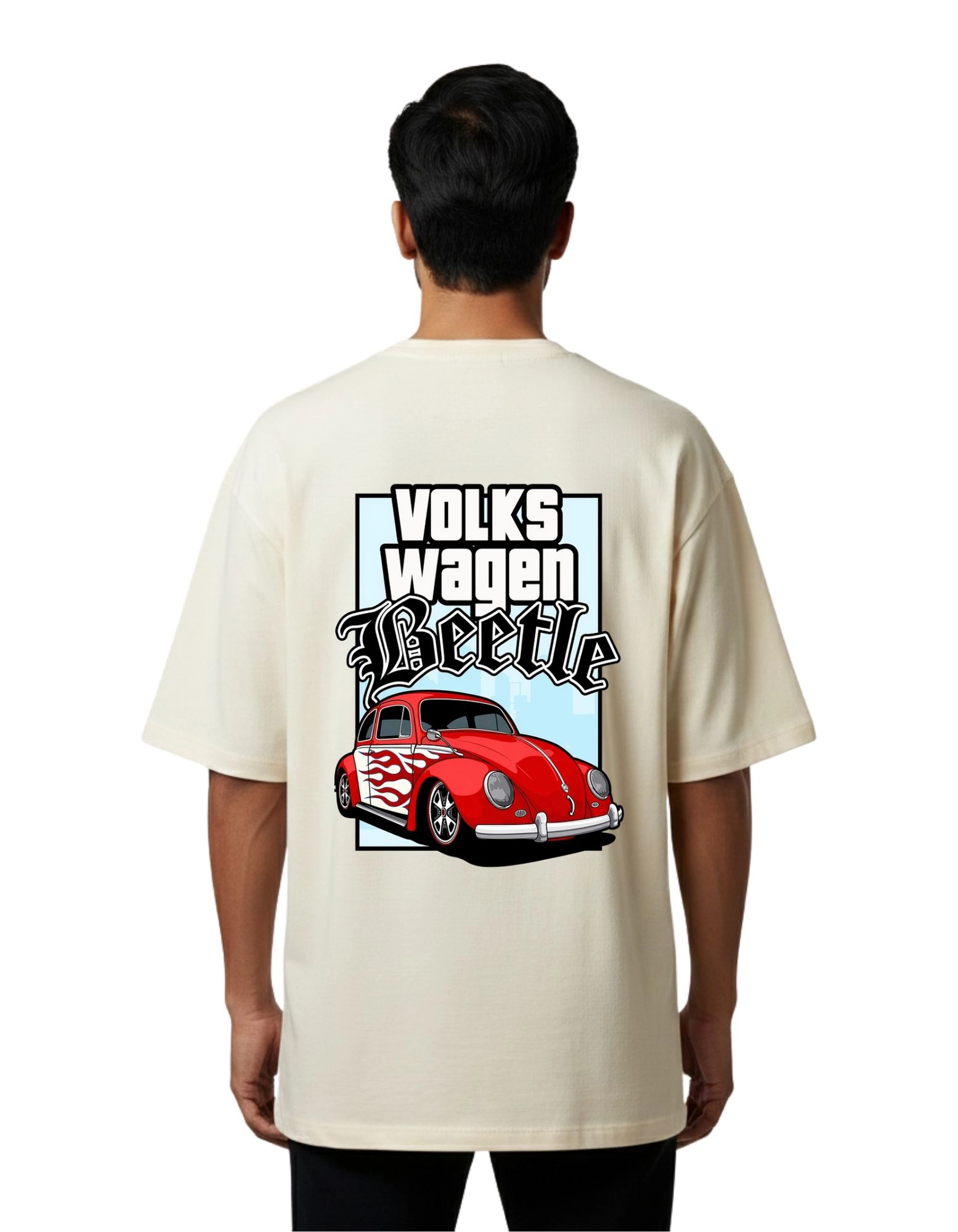 Beetle Oversized Cotton French Terry T-Shirt 240 GSM Beige