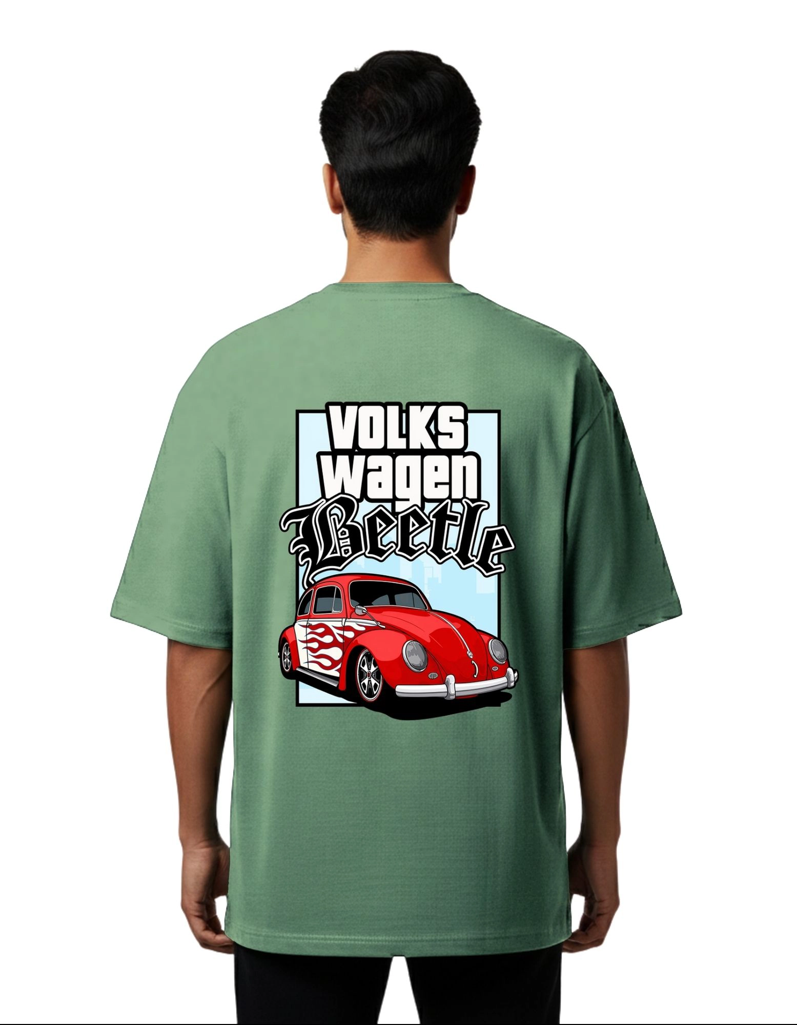 Beetle Oversized Cotton French Terry T-Shirt 240 GSM D Green