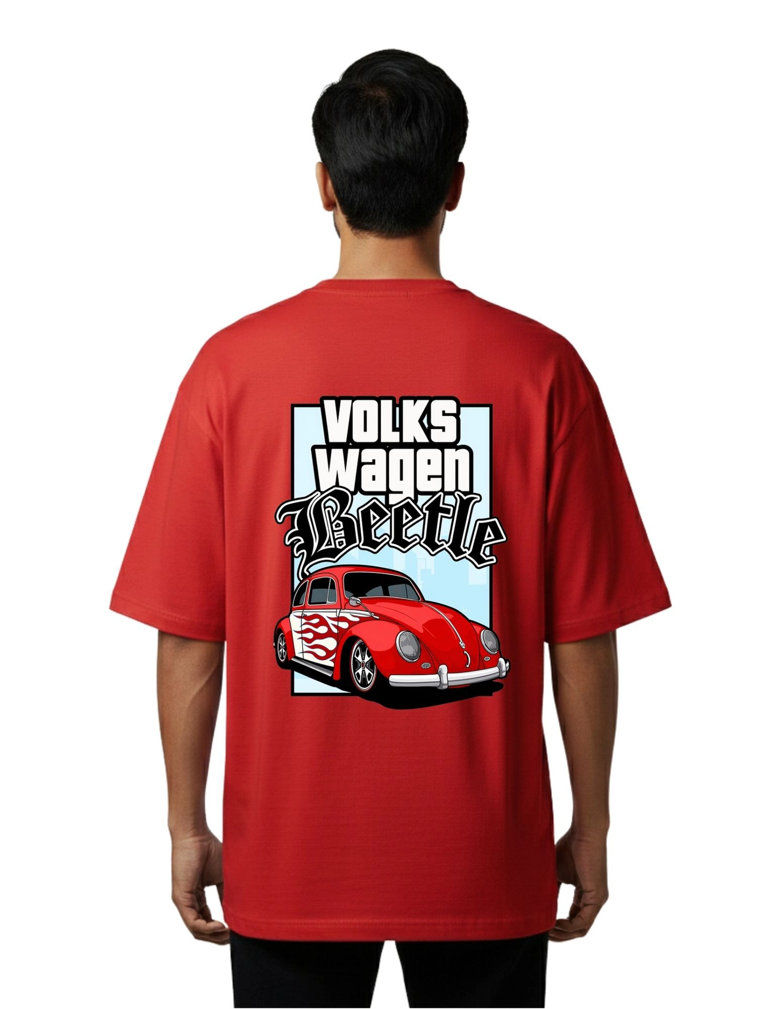 Beetle Oversized Cotton French Terry T-Shirt 240 GSM Red
