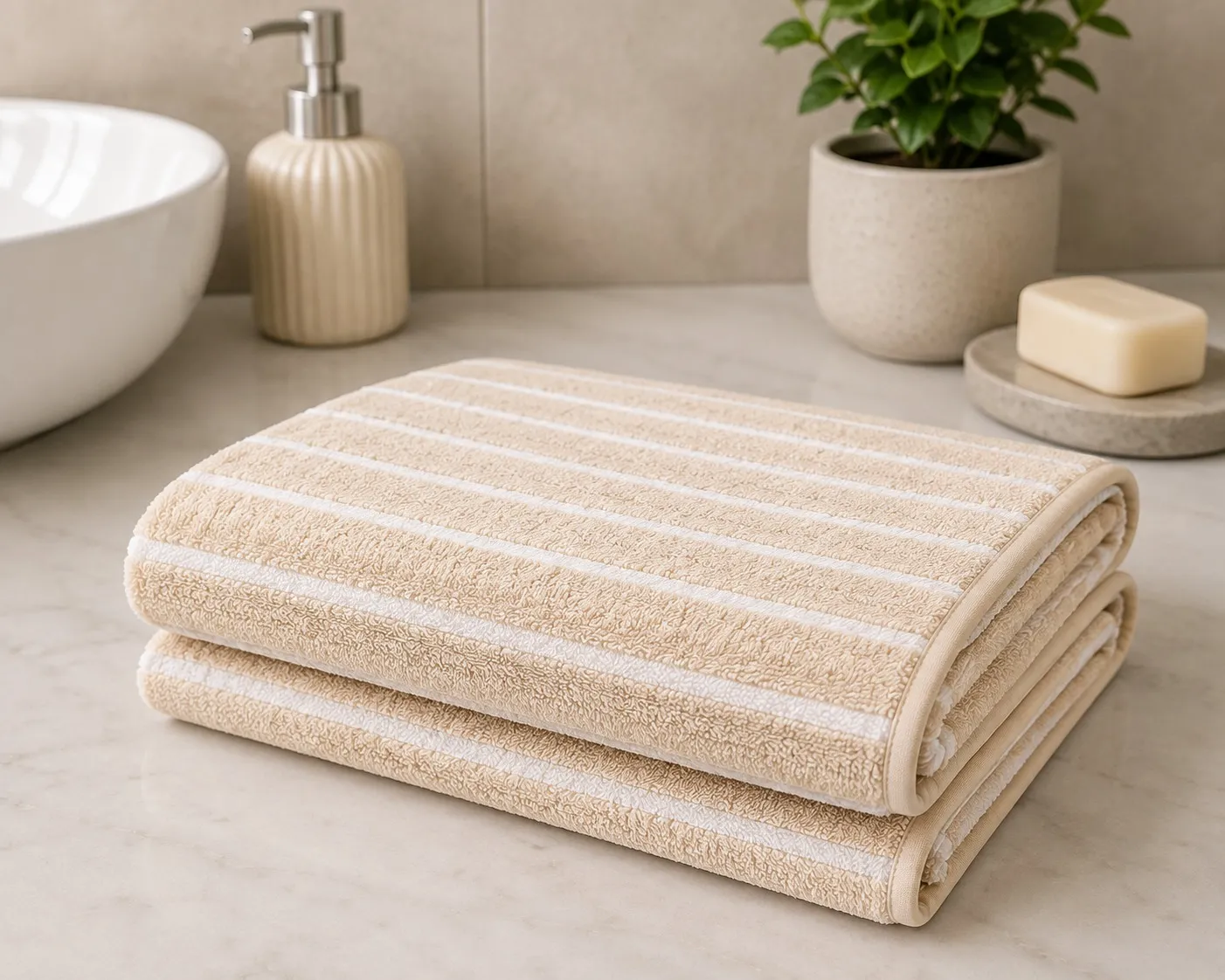 Beige  Habitude Microfier SoftNest Premium Bath Towel