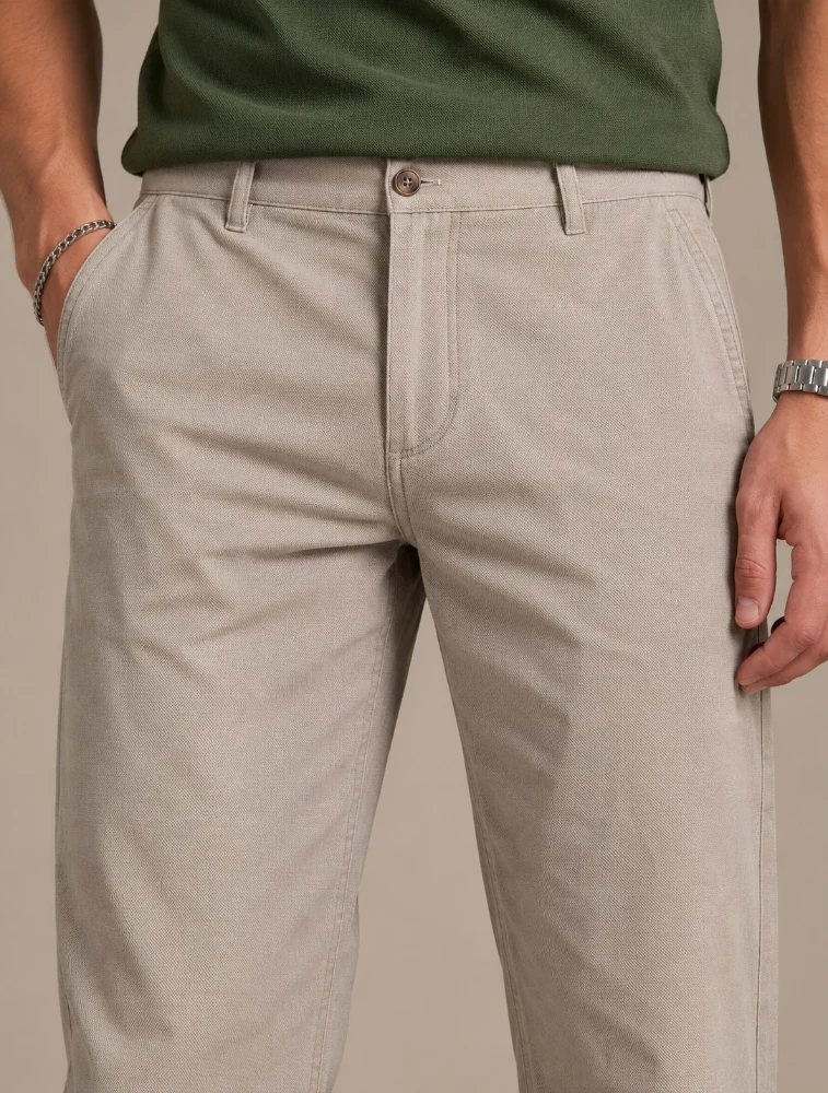 Beige Mens Classic Fit Chino