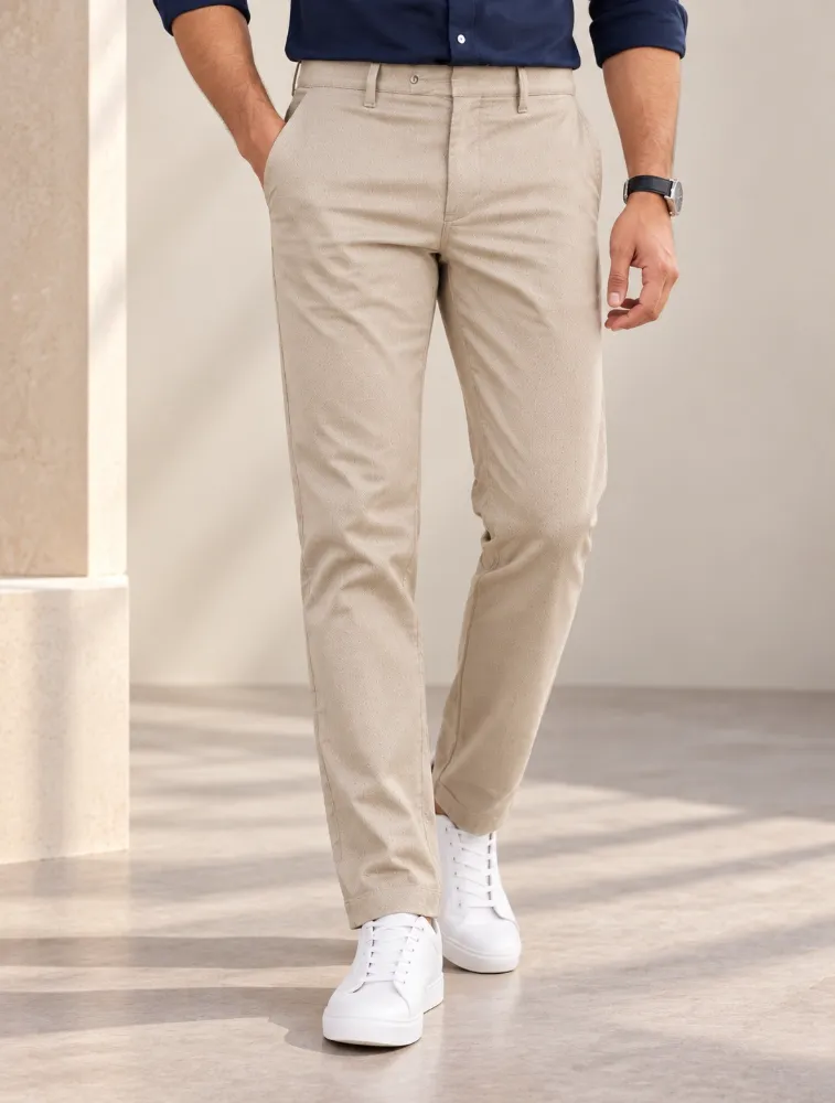 Beige Mens Slim Fit Chino