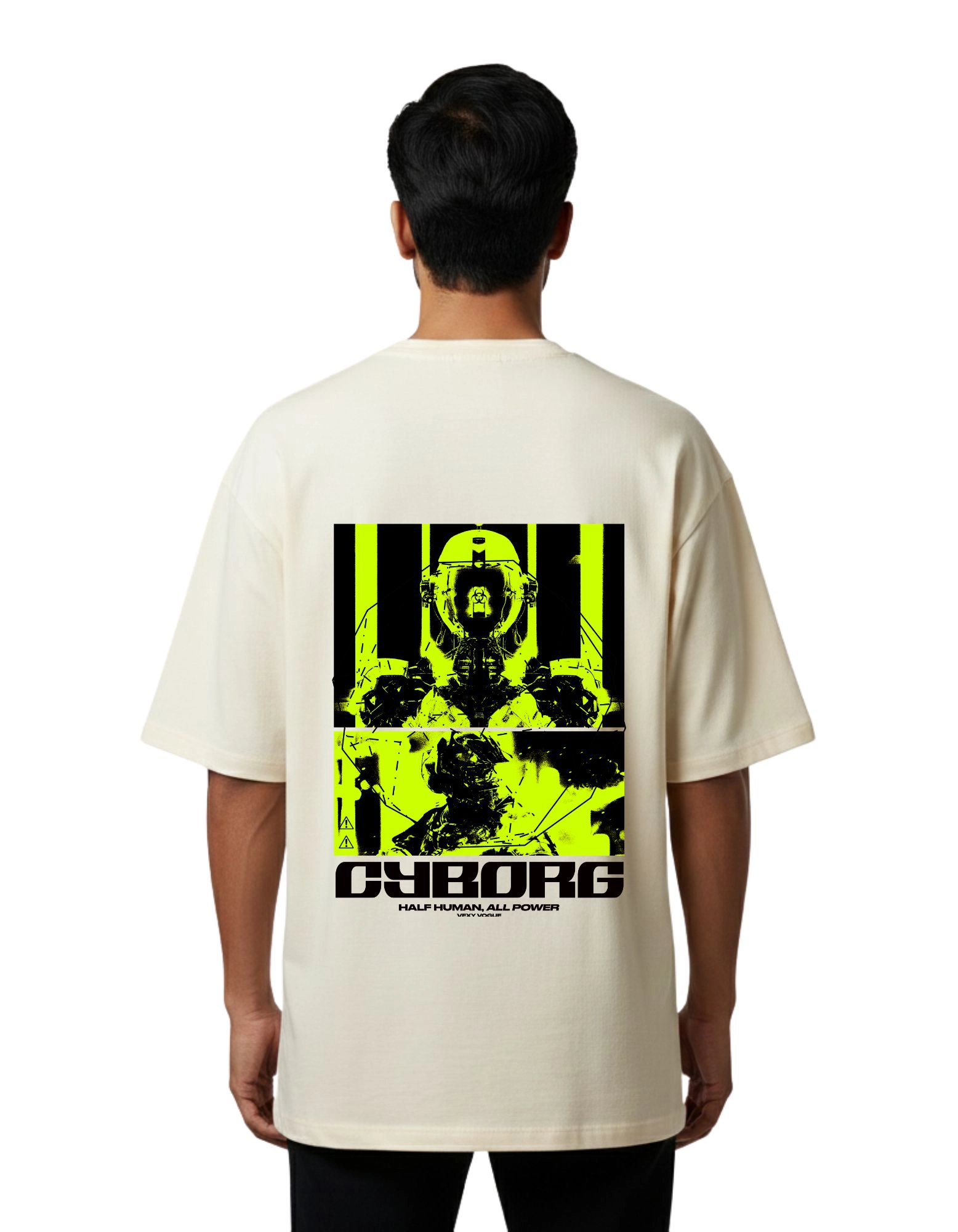 Beige Oversize Cotton French Terry Half Sleeve 240 GSM Tshirts