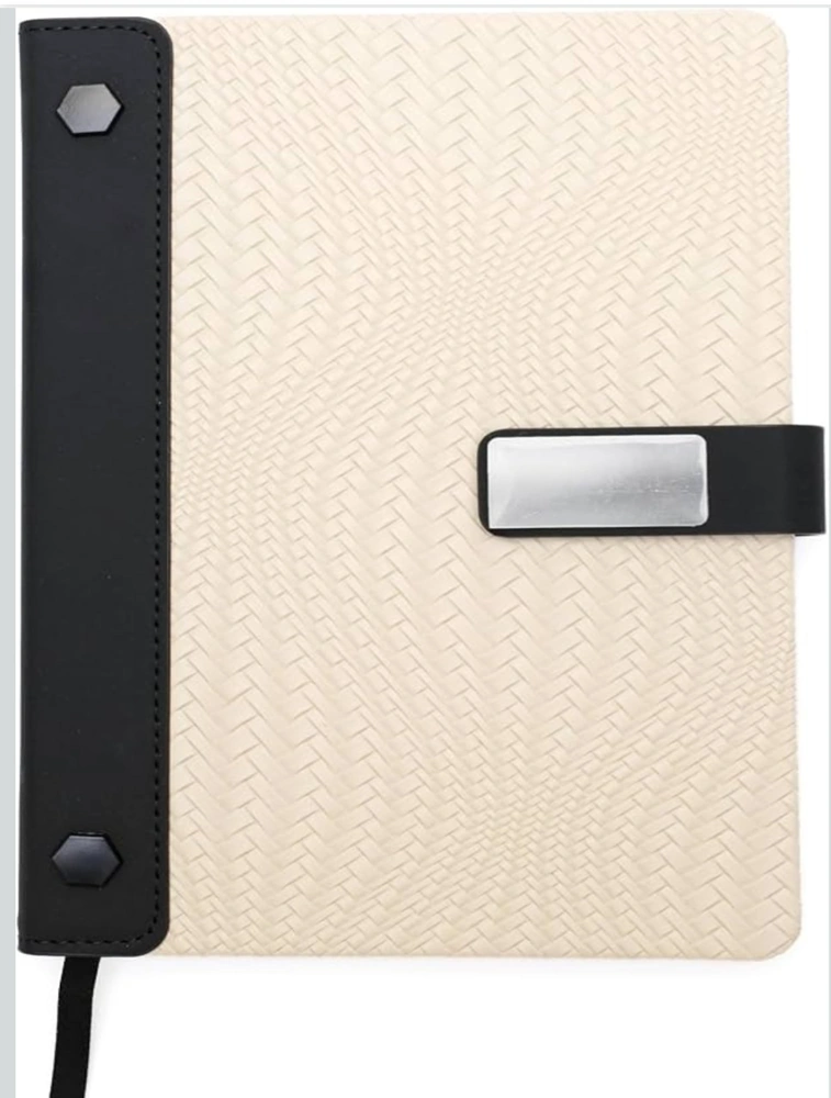 Beige Textured Dairy with Rectangle Metal Closure Dairy