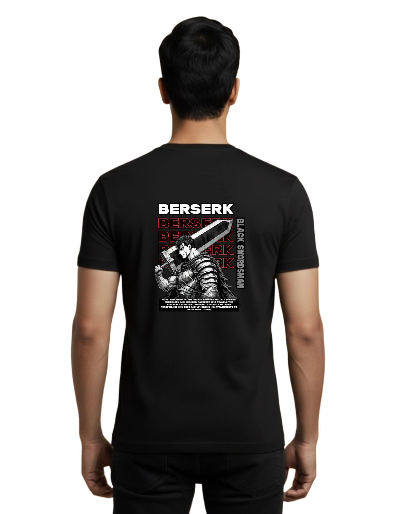 Berserk Anime Graphic Cotton Round Neck T-Shirt 180 GSM Black