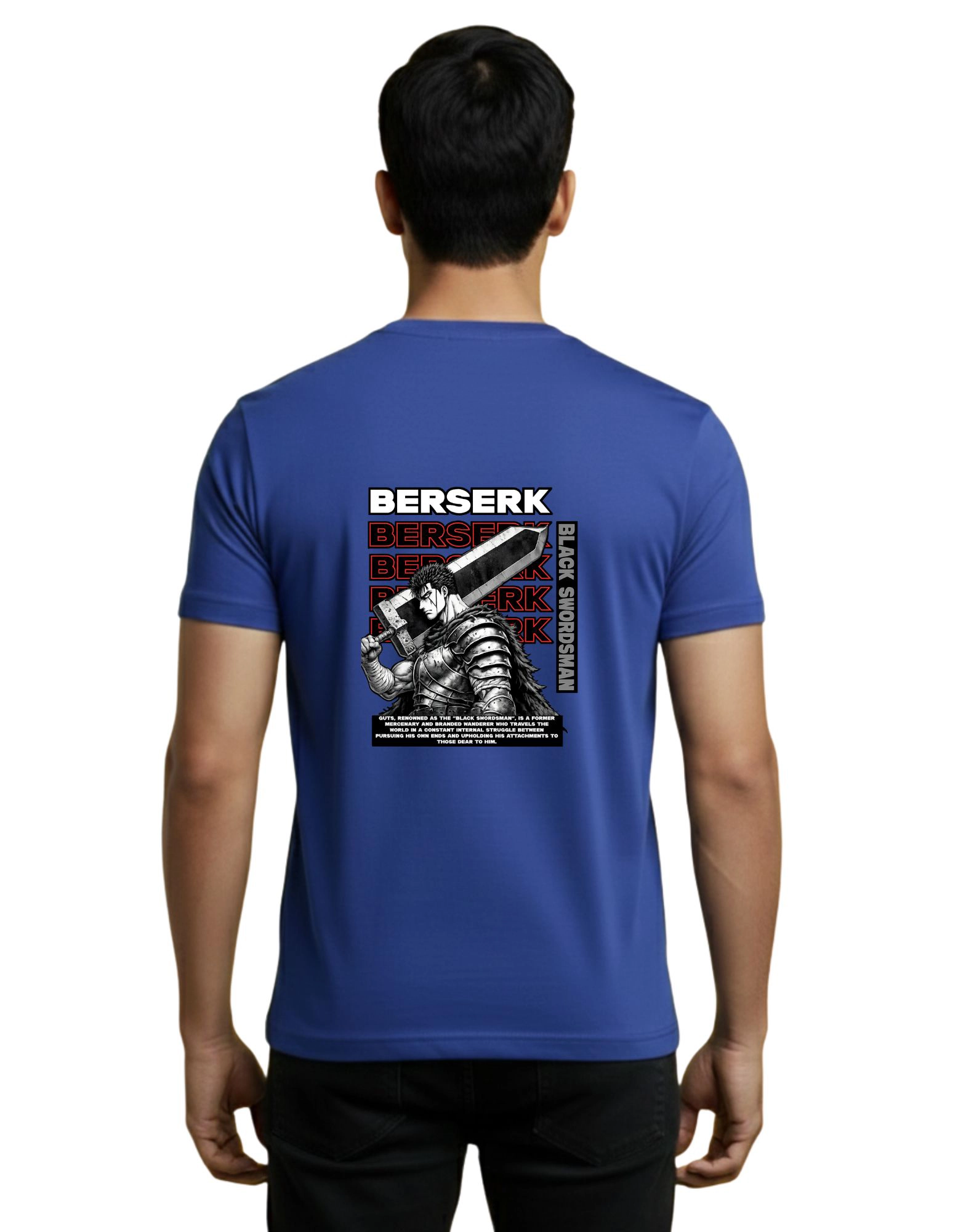 Berserk Anime Graphic Cotton Round Neck T-Shirt 180 GSM Royal Blue