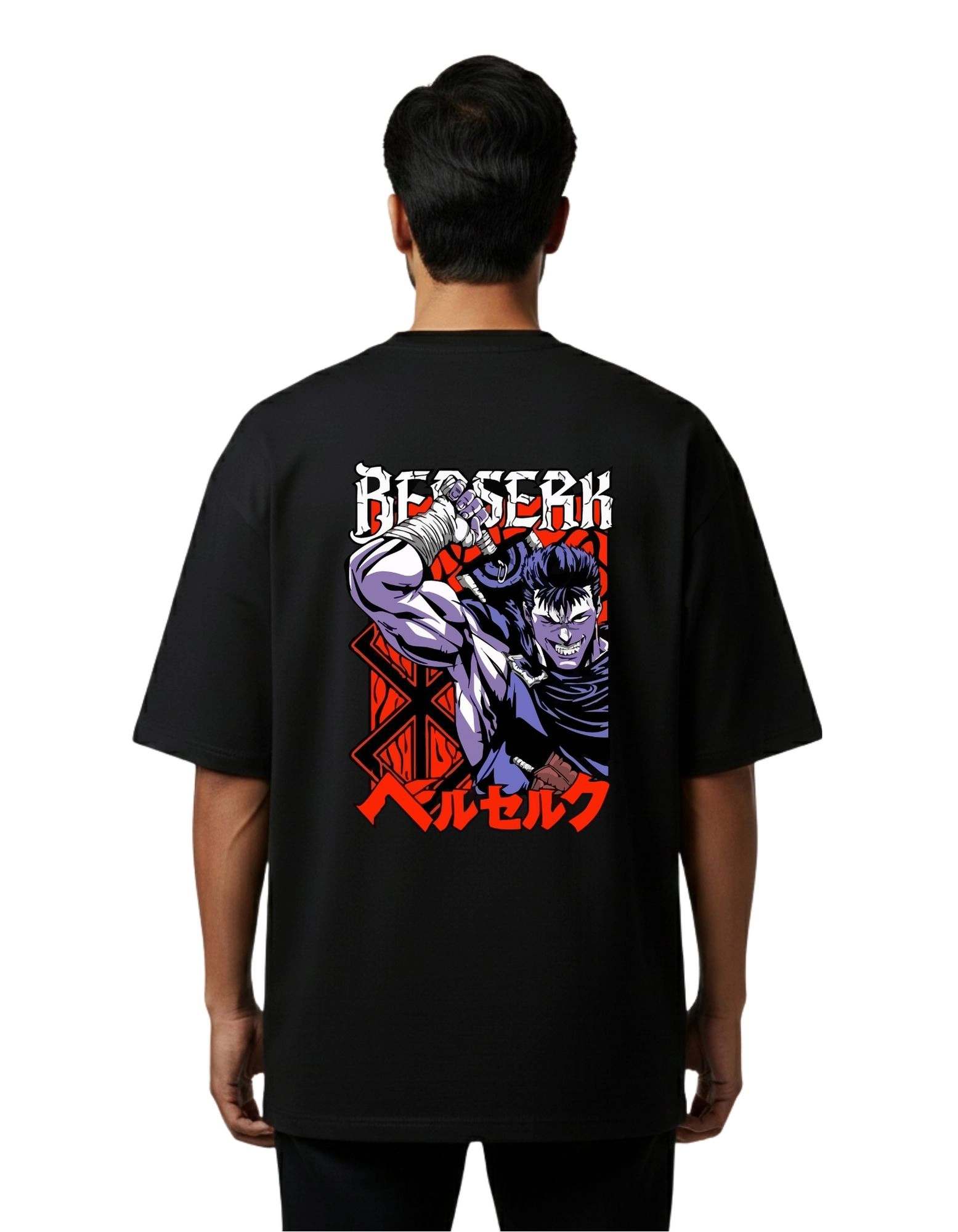 Berserk Rage Oversized Cotton French Terry T-Shirt 240 GSM Black