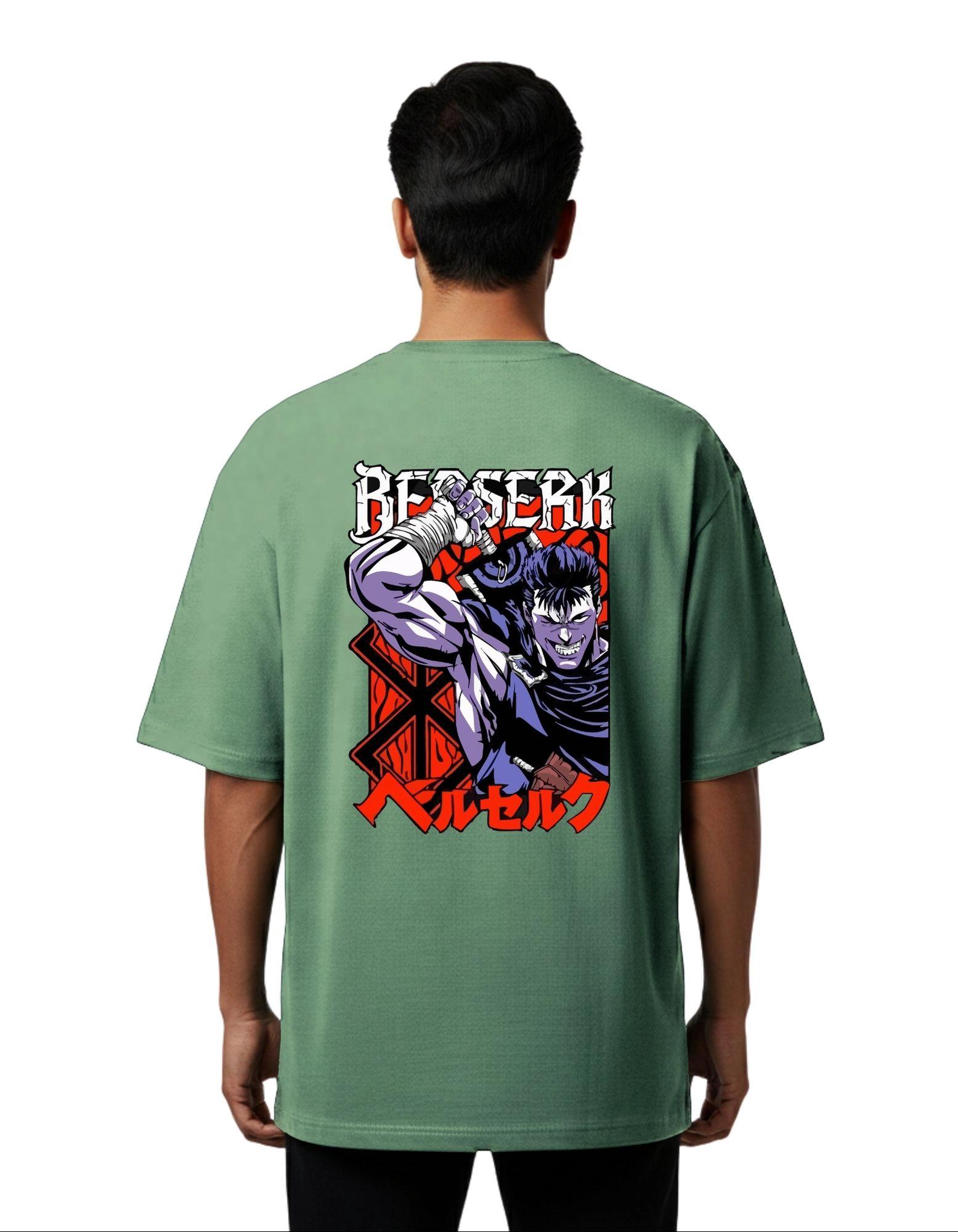 Berserk Rage Oversized Cotton French Terry T-Shirt 240 GSM D Green