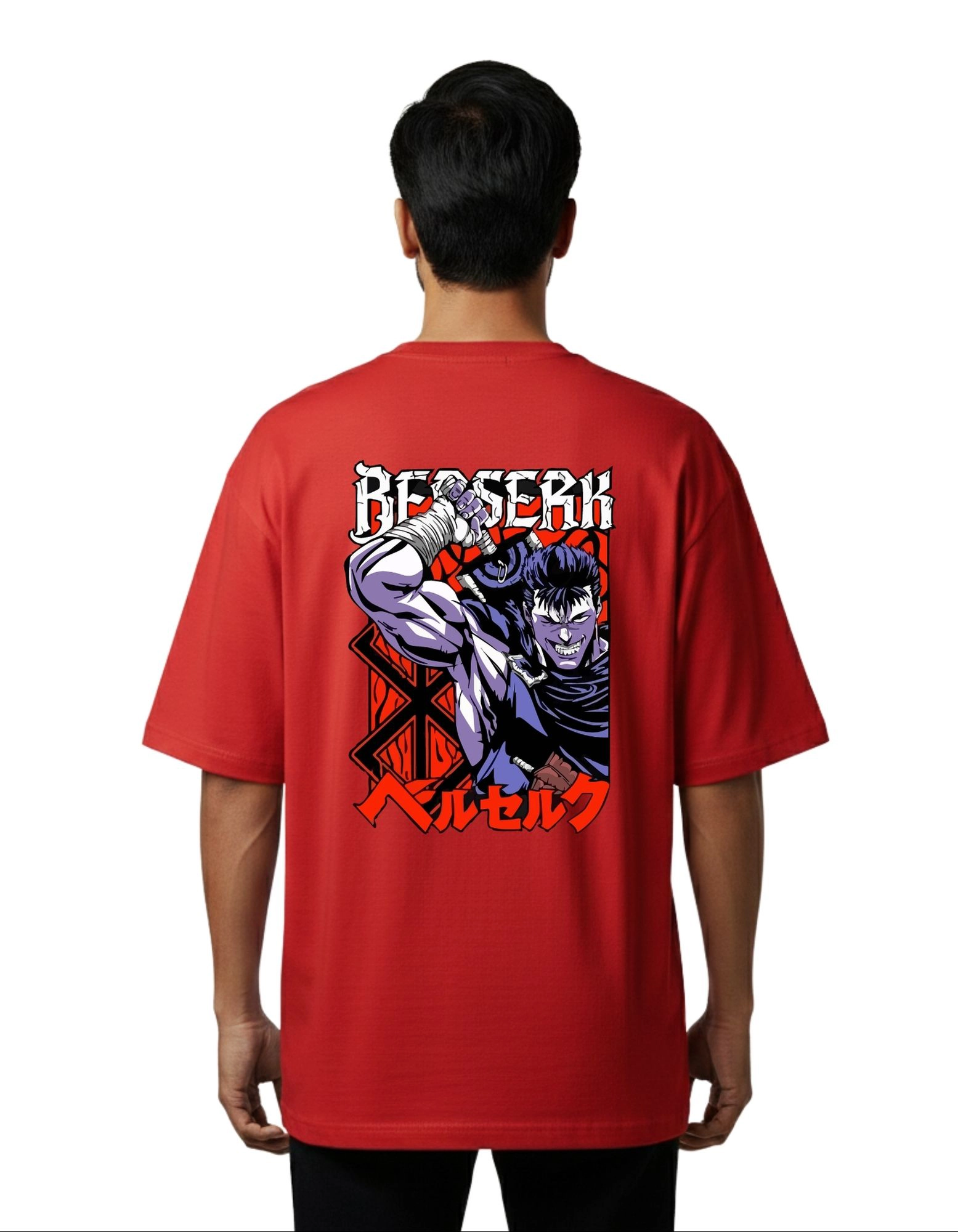 Berserk Rage Oversized Cotton French Terry T-Shirt 240 GSM Red