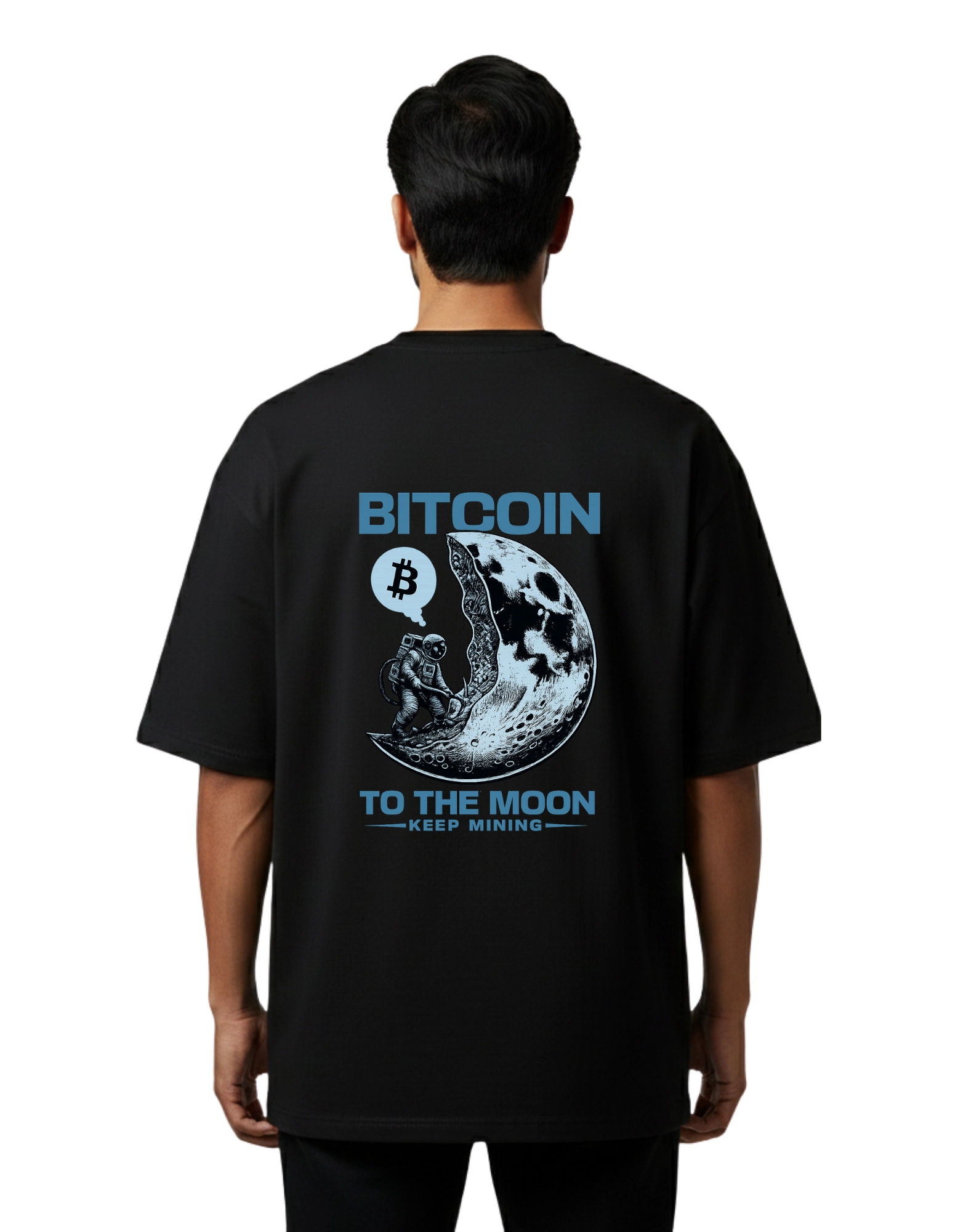 Bitcoin To The Moon Oversized Cotton French Terry T-Shirt 240 GSM Black