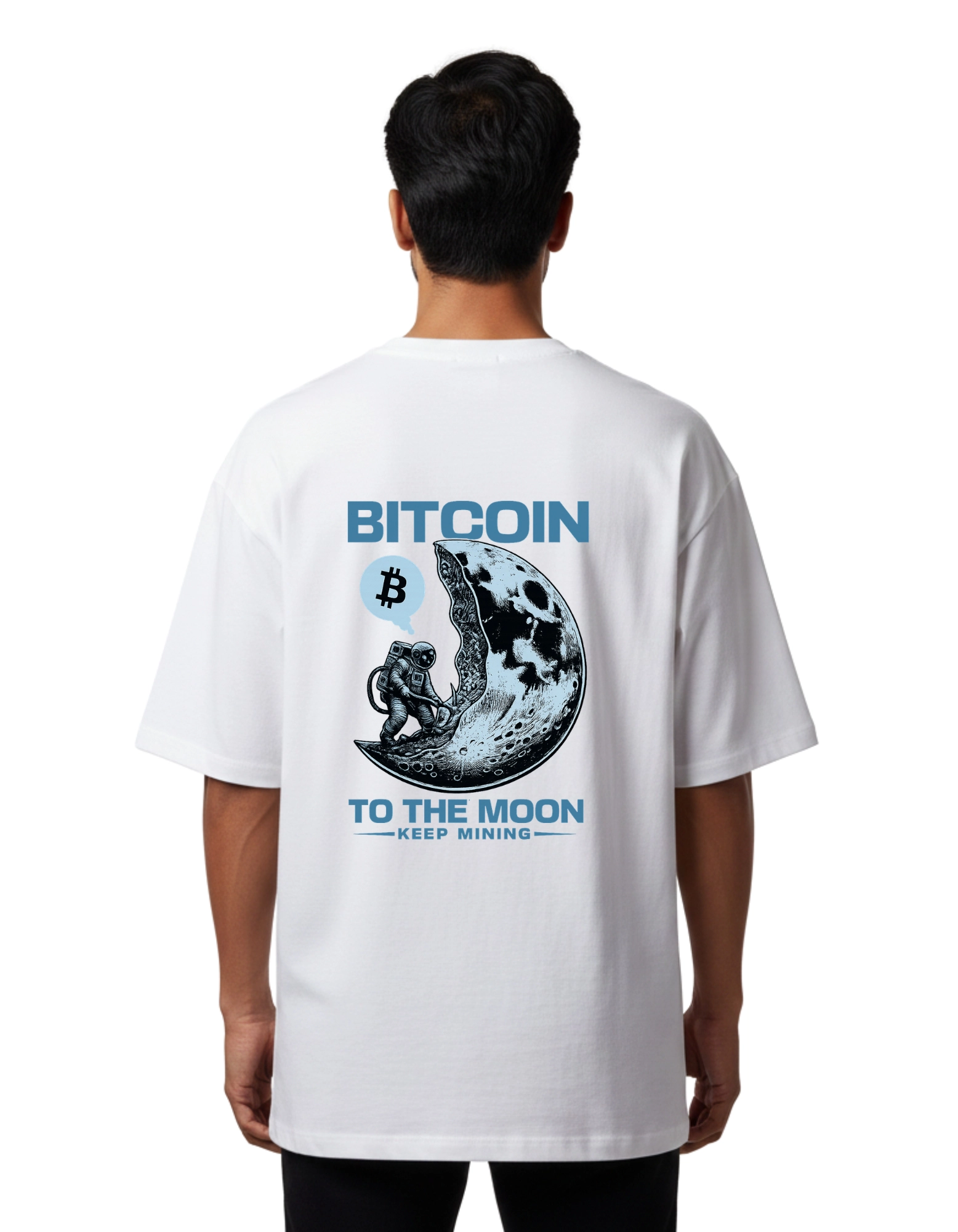 Bitcoin To The Moon Oversized Cotton French Terry T-Shirt 240 GSM White