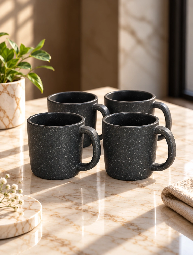 Black   Pebble  Brew  4 Piece Of Mugs 150ml