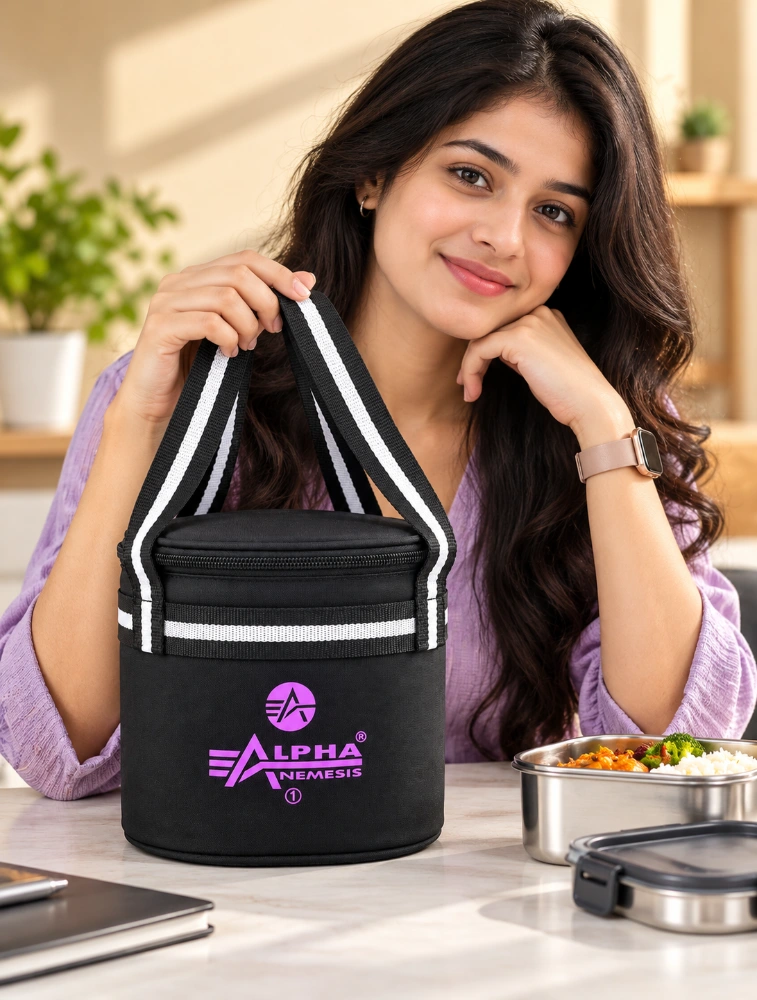 Black Alpha Nemesis Round Mini Compact Everyday Lunch Bag
