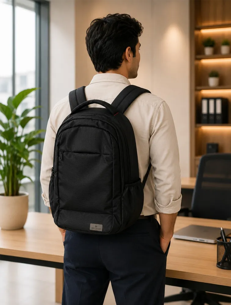 Black ADMA LONDON Jio Premium Laptop Backpack — bulk from ₹1285