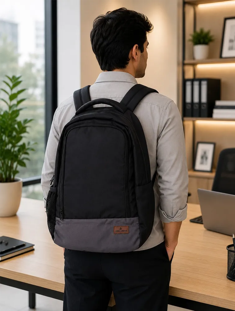 Black ADMA LONDON Smart Laptop Backpack Bag