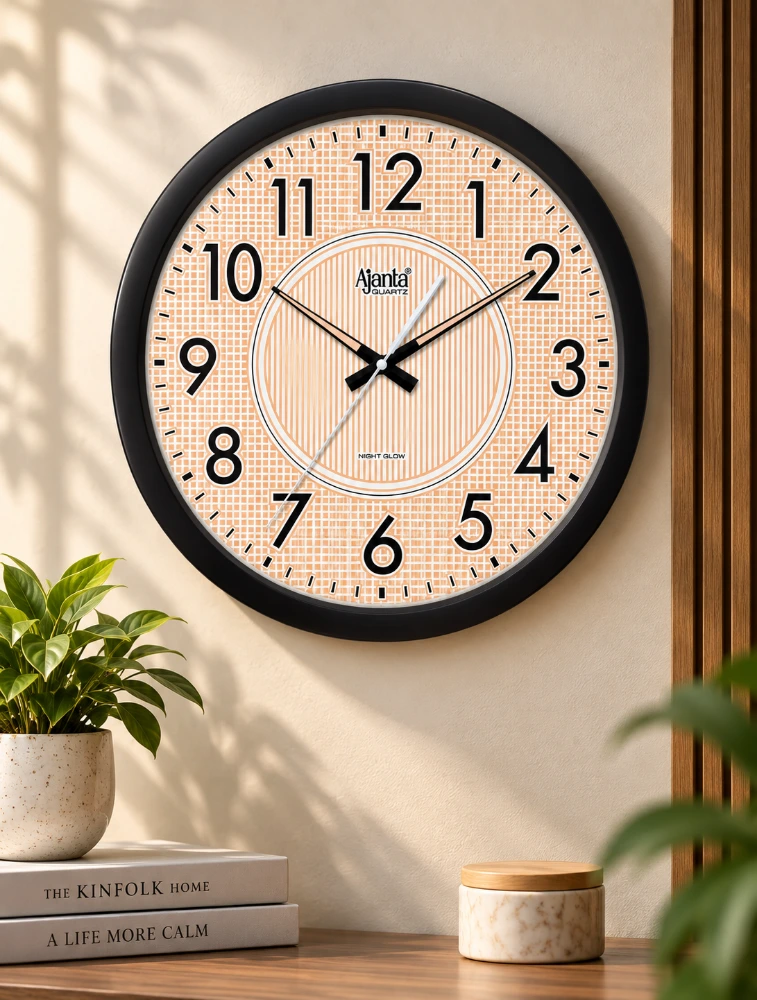 Black Ajanta Grand Vista Round Wall Clock 5087