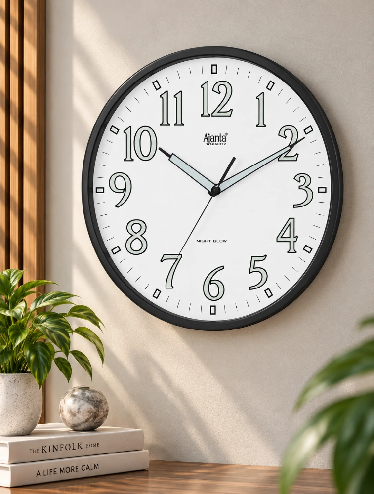 Black Ajanta Modern Crest Wall Clock 1017