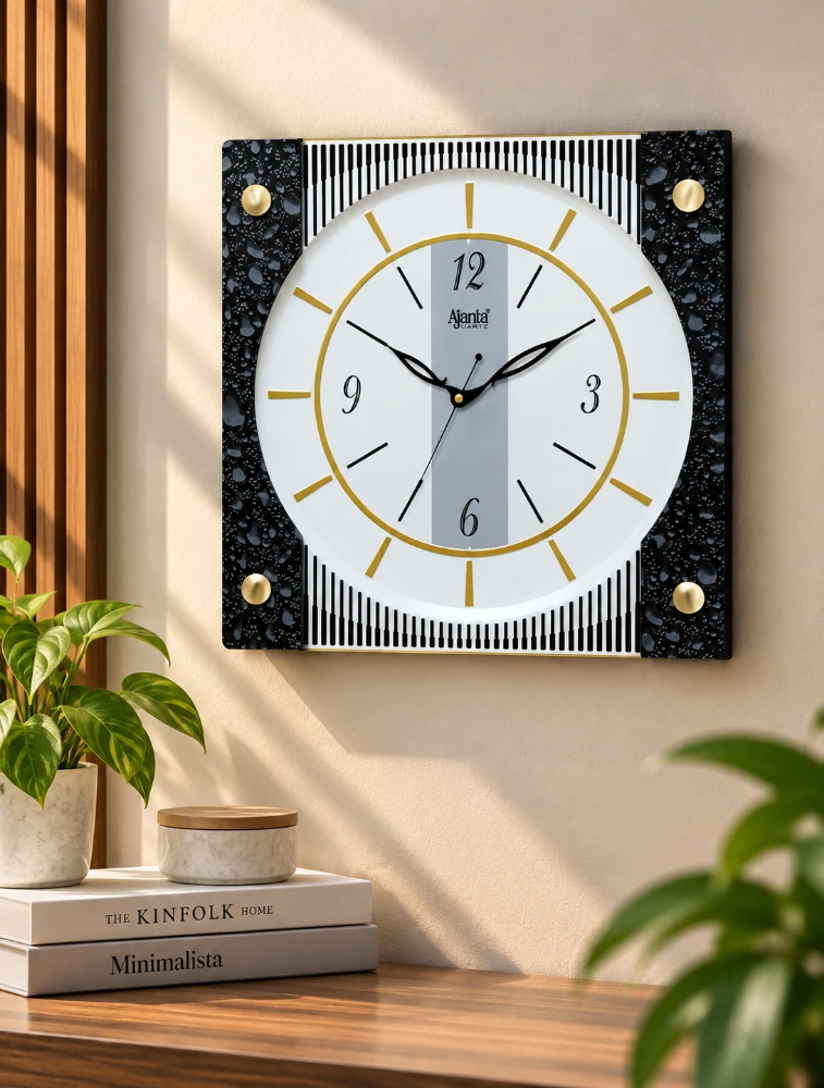 Black Ajanta Square Aura Wall Clock 1437