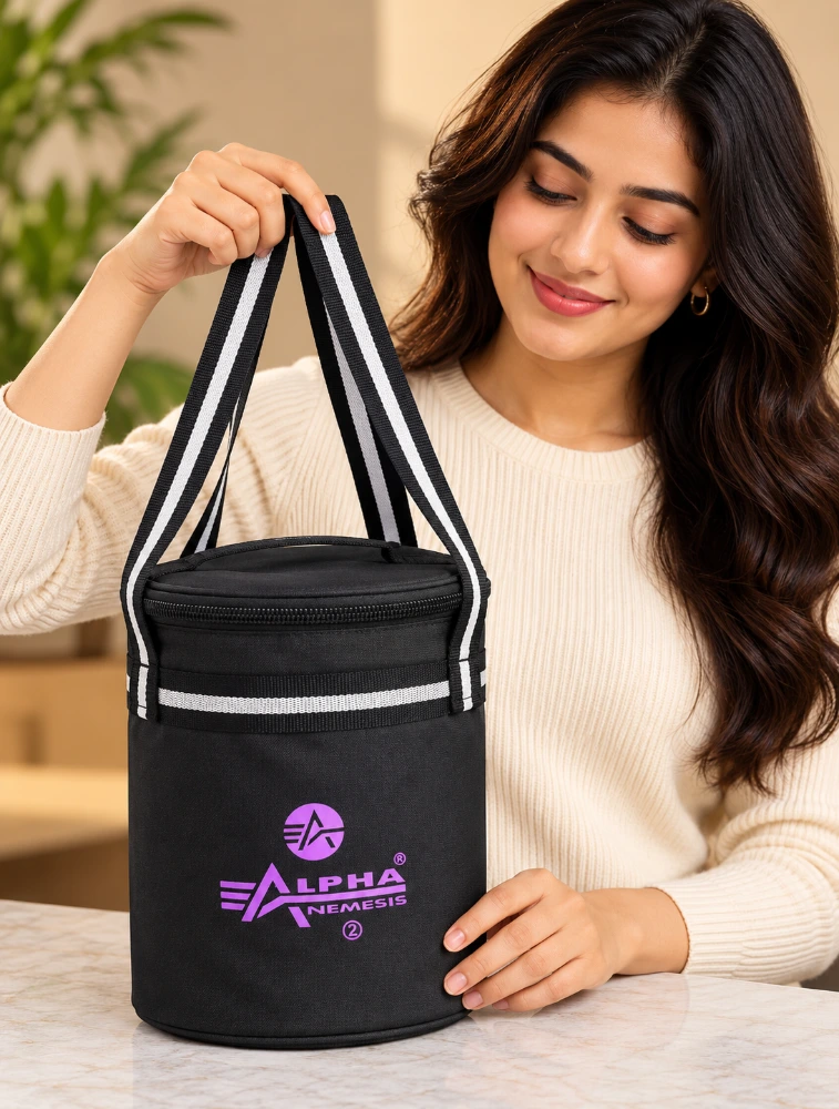 Black Alpha Nemesis Round Medium Compact Everyday Lunch Bag
