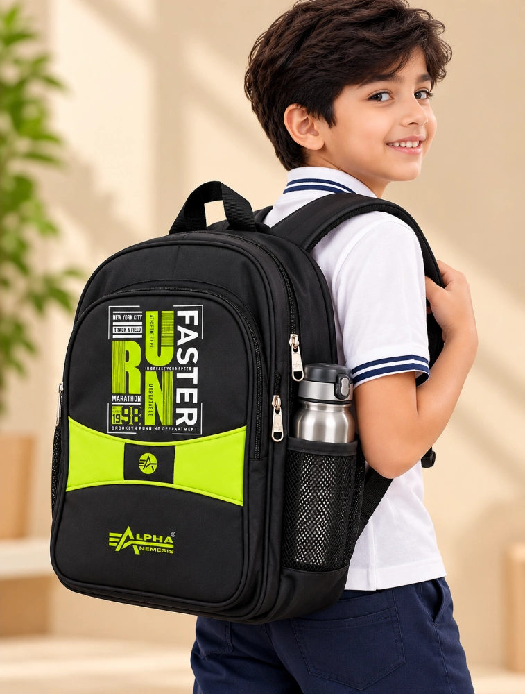 Black Alpha Nemesis Run Faster 3x3 School Backpack