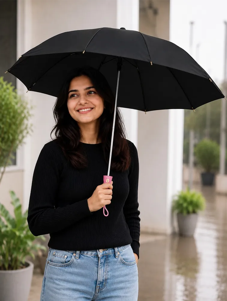 Summer Black Automatic Compact Travel Umbrella