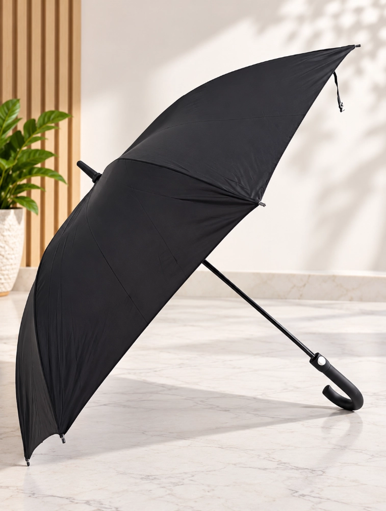 Black Classic J Handle Windproof Umbrella