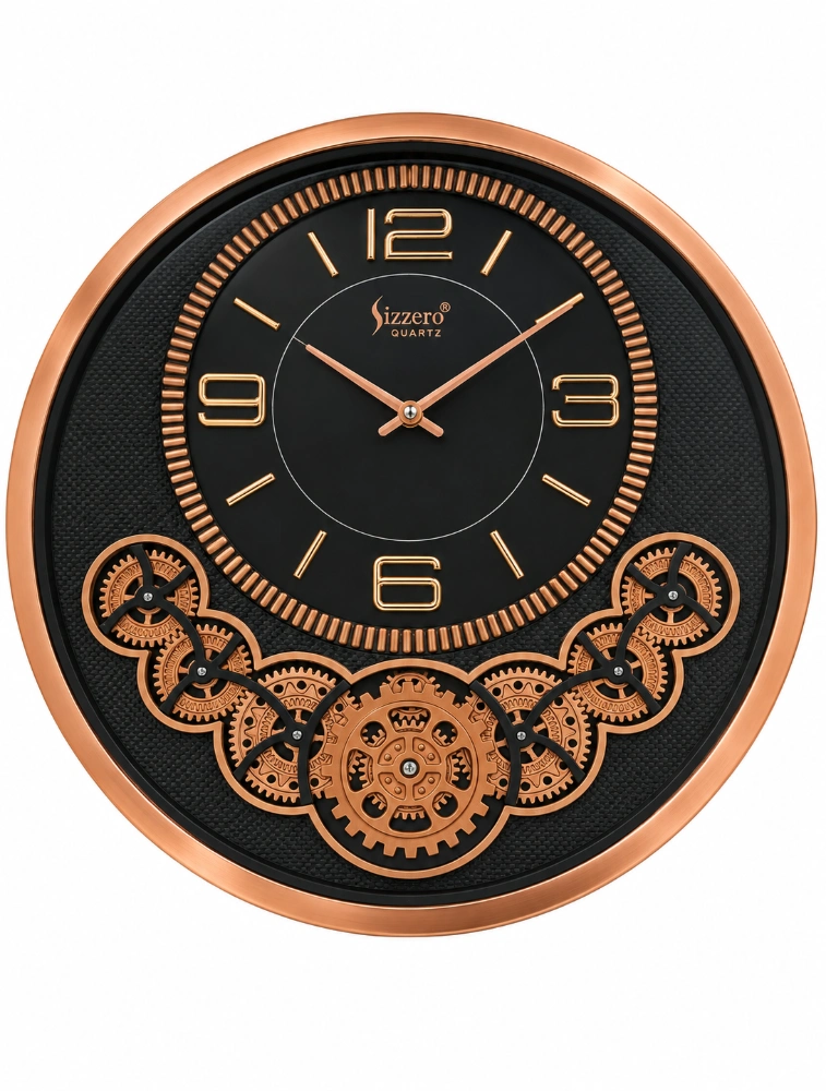 Black Copper Decorative Quartz Gear Premium Wall Clock S 1811