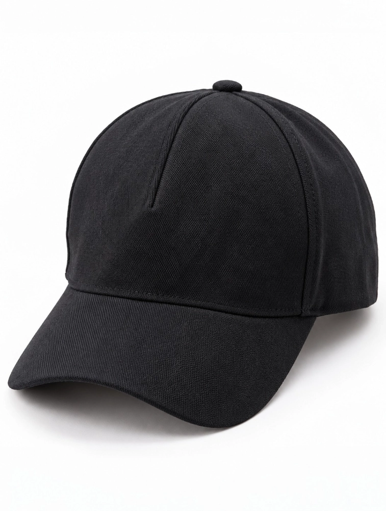 Black Cotton Basic Cap with Velcro Closure