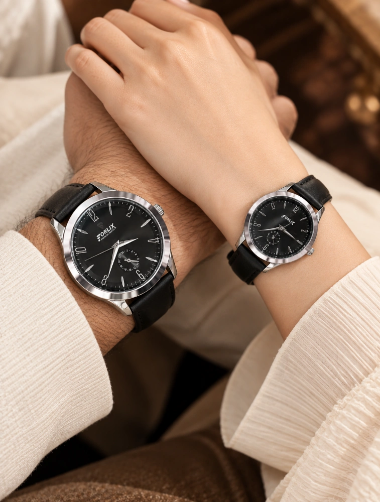 Black Classic Sub Dial Couples EverDuo Watch Set