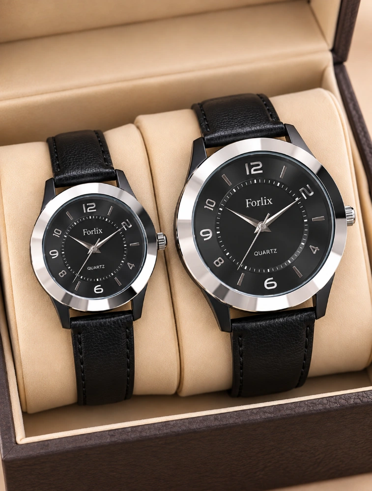 Black Arabic Dial Couples EverDuo Watch Set