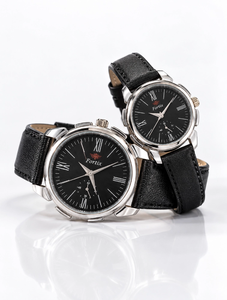 Black Roman Dial Couples Ever Duo Watch Set